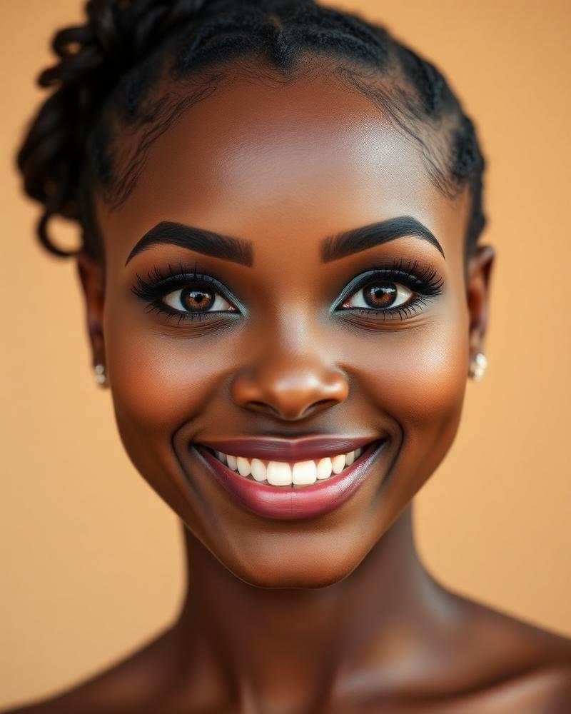 Amara after her volume lash set, smiling