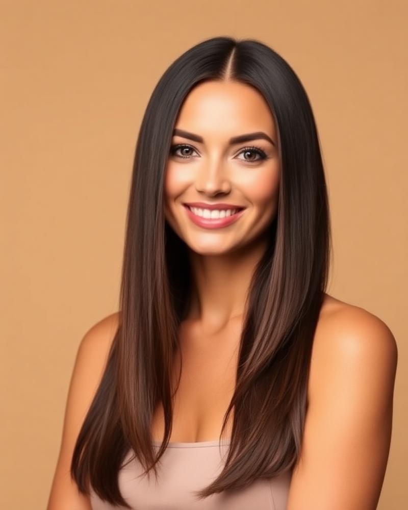 Danielle after her silk press with sleek, glossy hair